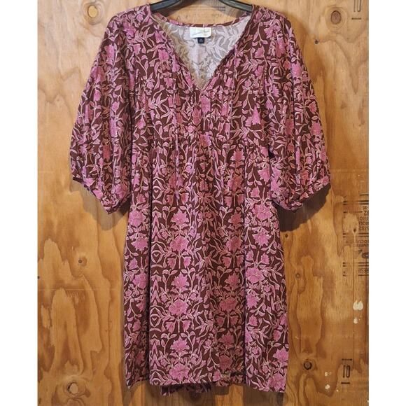 Universal Thread Tunic / Dress Women's Medium Cotton Floral Bohemian Lagenlook - Picture 2 of 11